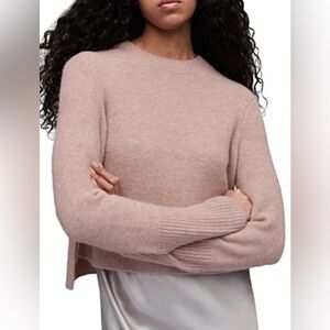 All Saints NWT Wool Blend Crop Women's Pink Crew Neck Sweater.